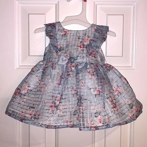 Mia & Mimi light blue dress with the floral, check overlay, comes with bloomers